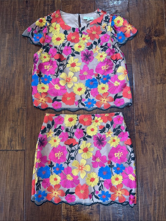 Milly Dresses & Skirts - 🌸 Milly Floral Embroidered Two-Piece Top & Skirt Set 🌸